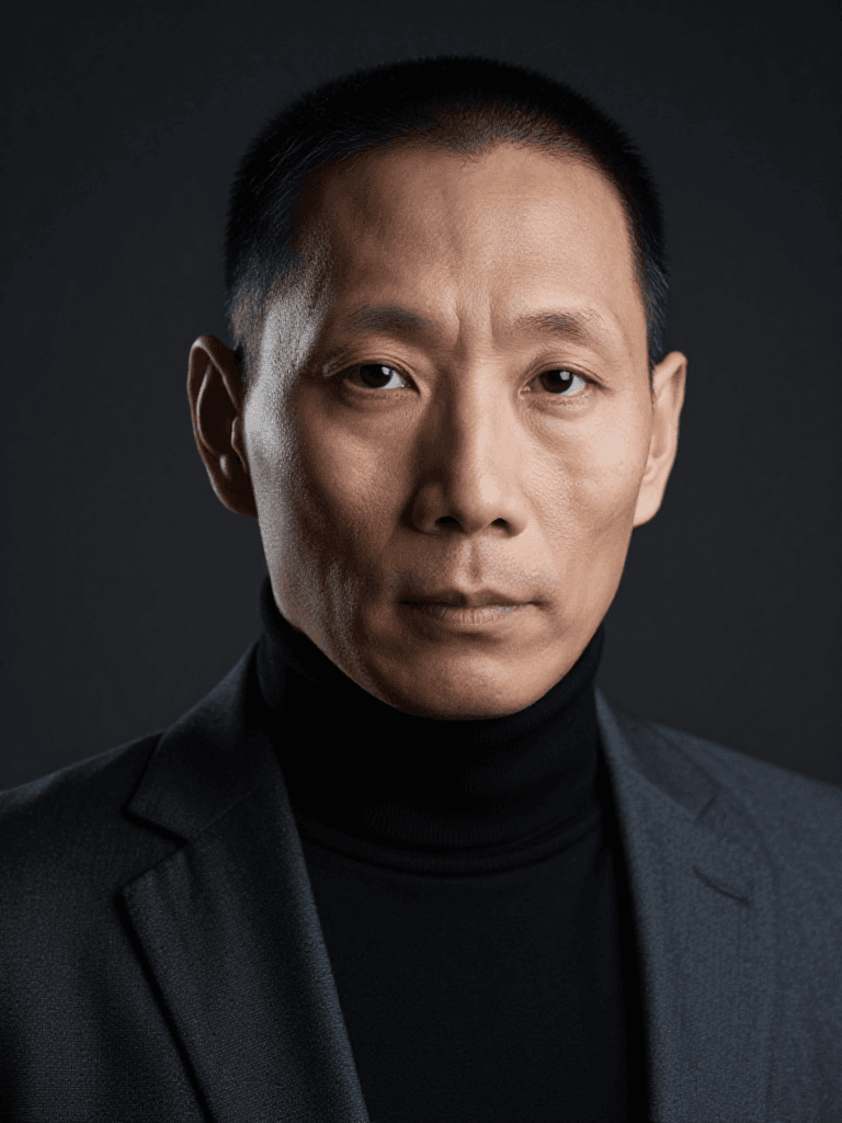 Dramatic studio AI portrait in The Midnight Signature style, produced by MidnightLook